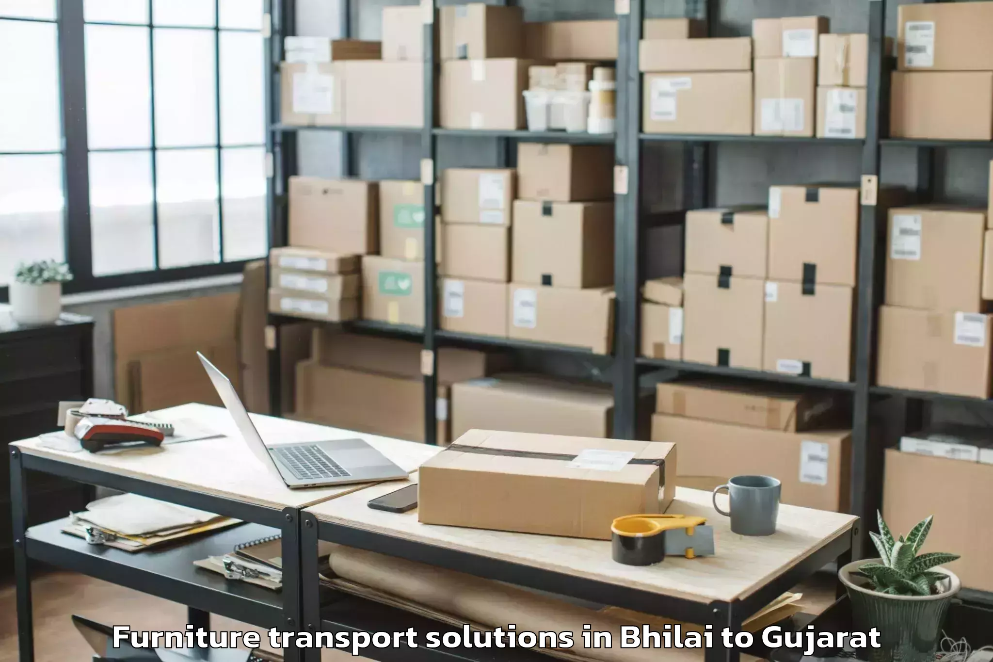 Affordable Bhilai to Songadh Furniture Transport Solutions